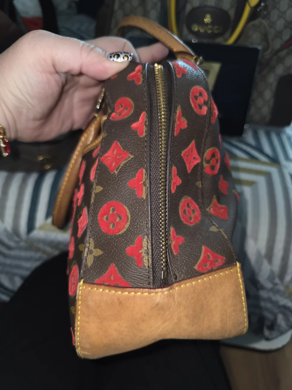 Limited Edition Louis Vuitton Rouge Monogram Tuffetage Deauville Cube Bag